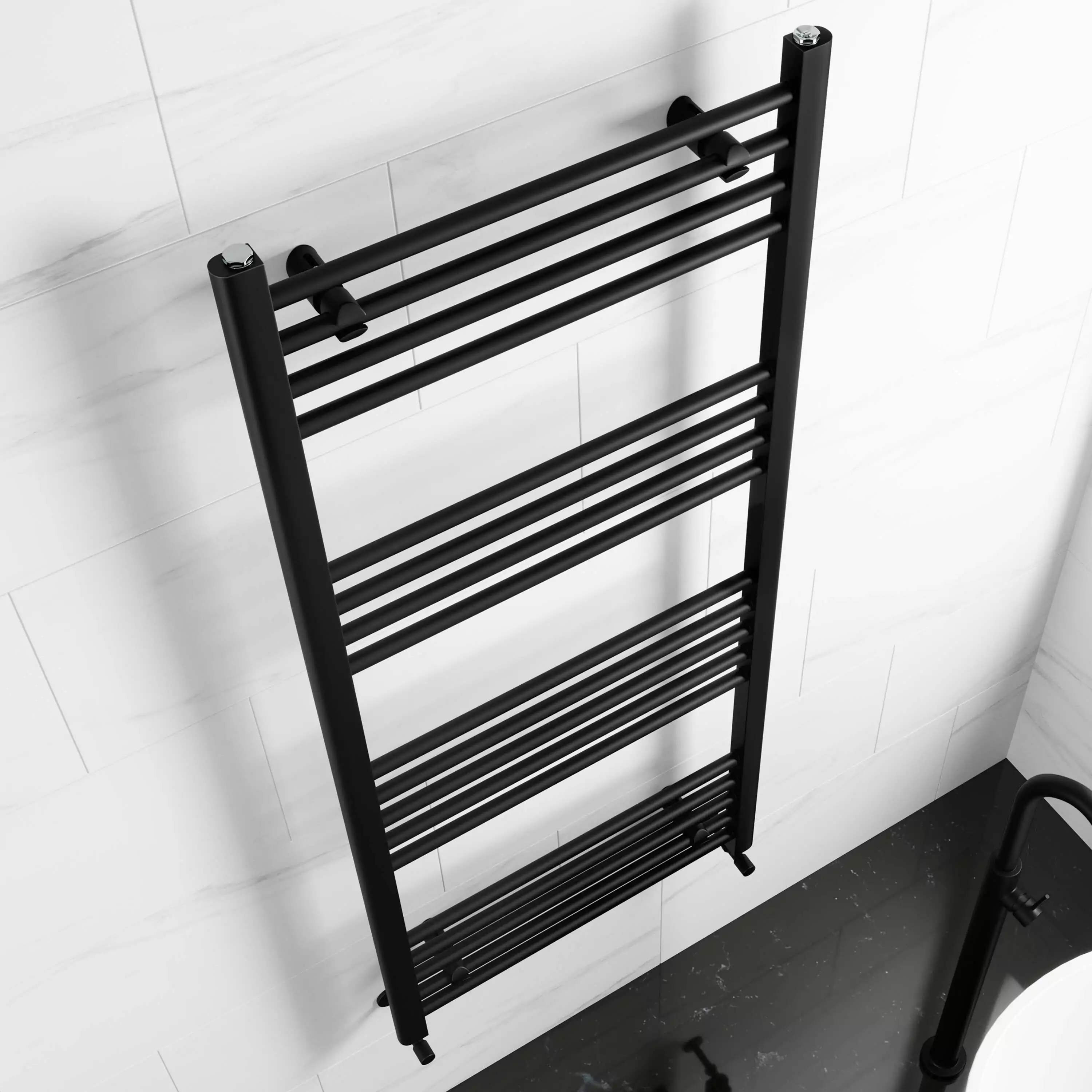 Barcelona Black Heated Towel Rail | 1400x600mm | Bathroom Mountain