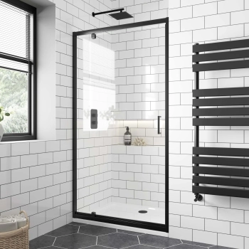 London Matt Black 6mm Pivot Shower Door 1000mm