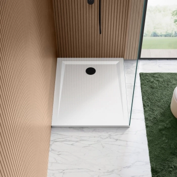 Sydney Low Profile Rectangular Gloss White Stone Shower Tray 1000x800mm
