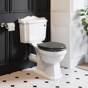 Lima Traditional Close Coupled Toilet With Graphite Grey Wooden Seat