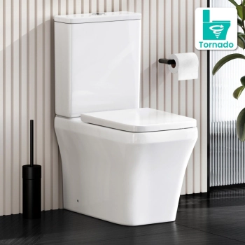 Ventura Rimless Tornado Fully Back To Wall Close Coupled Toilet With Premium Soft Close Seat