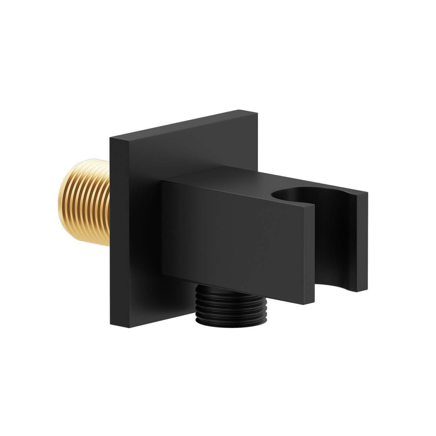 Modern Bathroom Brass 1/2" NPT Square Shower Wall Union With Adjustable Handheld Bracket – Brushed Gold